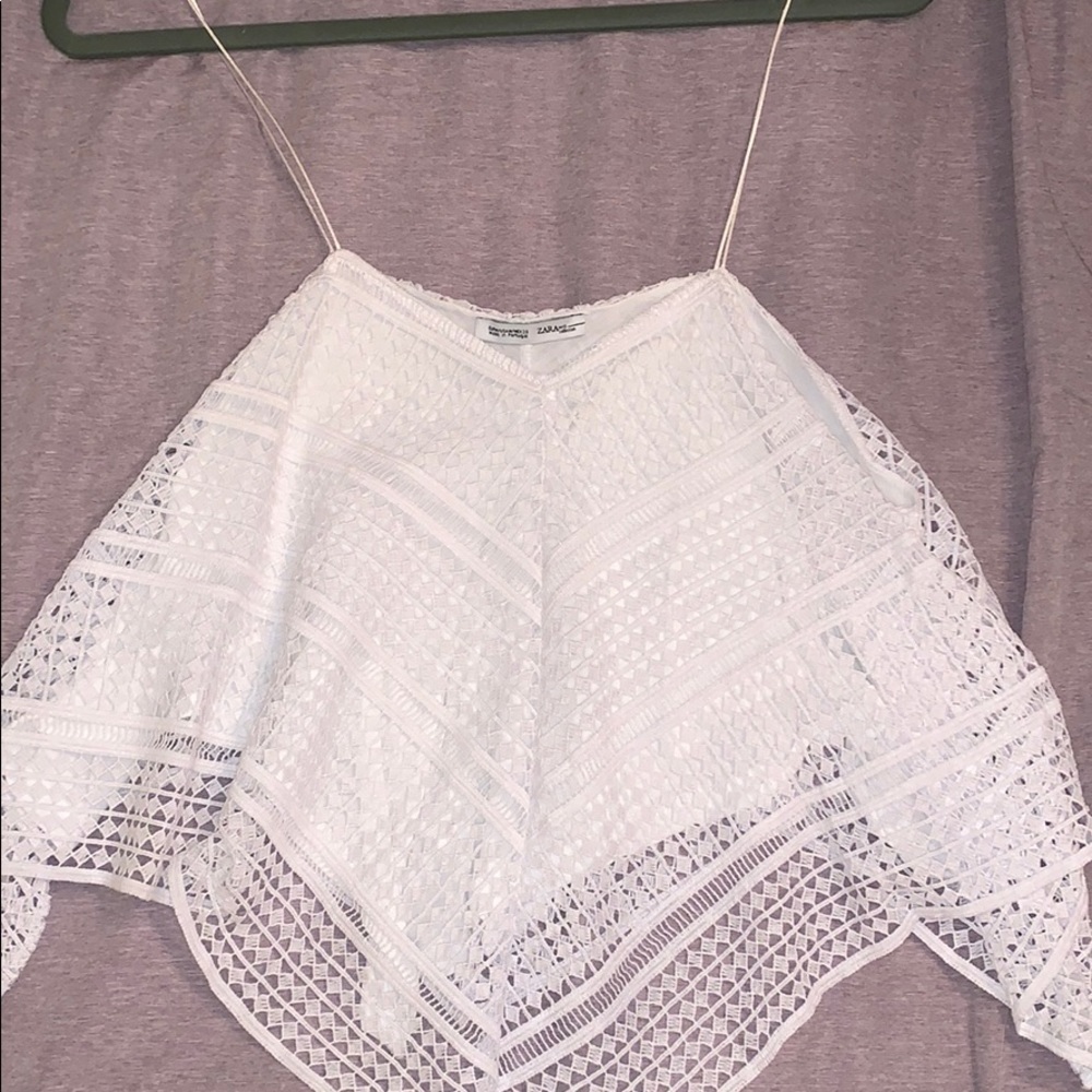 Zara white handkerchief, lace top